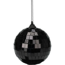 Christmas Decoration disco kerstbal - 1x st - zwart - 8 cm - kunststof - Kerstbal
