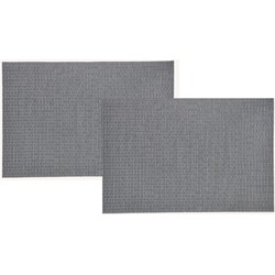 2x Rechthoekige placemats grijs kunststof 45 x 30 cm - Placemats