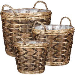 Mica Decorations Mand Lorens - 45x45x39 cm - Willow - Lichtbruin- Set van 3