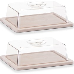 Zeller Verhouddoos - 2x - met deksel - 25 x 20 cm - rechthoekig - Kaas - Kaasplankjes