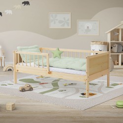 Kinderbed 70x140 cm met lattenbodem en uitvalbeveiliging natuurlijk dennenhout ML design