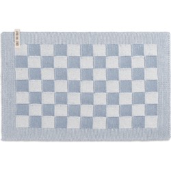 Knit Factory Gebreide Placemat - Onderlegger Block - Ecru/Licht Grijs - 50x30 cm
