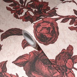 Livingwalls behang bloemmotief rood, roze en zwart - 53 cm x 10,05 m - AS-387004