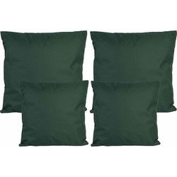 Bank/tuin kussens set - binnen/buiten - 4x stuks - donkergroen - In 2 formaten - Sierkussens