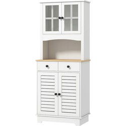 Klassieke Buffetkast Hoog met 2 matglas deuren 39x68x170 cm - Wit