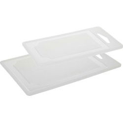 Excellent Houseware snijplank - set van 2 formaten - wit - kunststof - Snijplanken