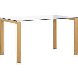 Beliani TAVIRA - Eettafel-Lichte houtkleur-Veiligheidsglas