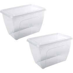 Vershoudbakje - 2x - hoog/diep - transparant - 1,5 liter - 18 x 12 x 12 cm - Vershoudbakjes
