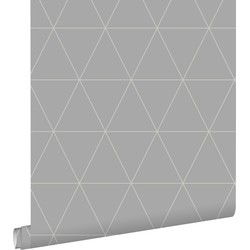 ESTAhome behang grafische driehoeken warm grijs - 50 x 900 cm - 139813