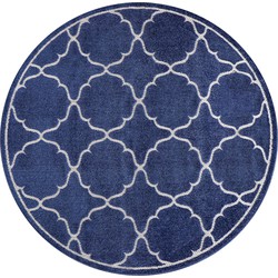 Berlin Outdoor - Vloerkleed Binnen en Buiten - Laagpolig Tapijt Tuin - Blauw- 150 CM ROND