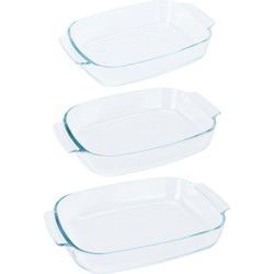 Ovenschalen 3-delige set - glas - ovaal - 2/ 2.7/ 3.8 Liter - vaatwasser bestendig - Ovenschalen