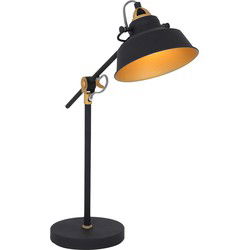Mexlite - tafellamp - Nove - zwart - metaal - Ø 18cm - E27 - 1321ZW