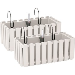Prosperplast Plantenbak - 2x - kunststof - 38 cm - wit - Plantenpotten