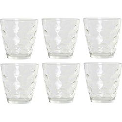 Waterglazen - 6x - cirkel relief - glas - transparant - 400 ml - basic - Drinkglazen