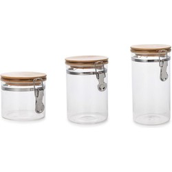 Set van 3x stuks glazen voorraadpotten/voorraadbussen met beugelsluiting 1800ml - 1300ml - 800ml - Voorraadpot