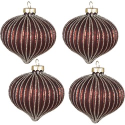 Clayre & Eef Kerstbal Set van 4  Ø 8 cm Rood Glas Kerstdecoratie