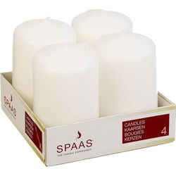 Spaas Stompkaarsen - 4x - creme wit - D5 x H8 cm - 12 branduren - Stompkaarsen
