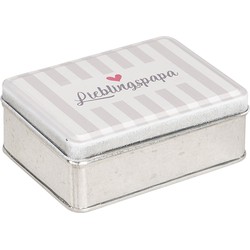 Clayre & Eef Blikken Bewaardoos  10x8x4 cm Beige Metaal Rechthoek Voorraadblik