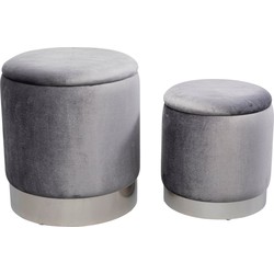 Poef Cherry Storage Grey Silver (2/set)