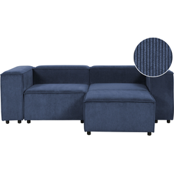 APRICA - Tweezitsbank met ottomaan - Blauw - Corduroy