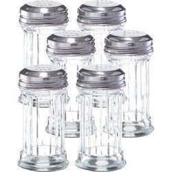 Zeller Peper en zout stel - 4x - glas/metaal - D5 x H9 cm - strooiers - Peper en zoutstel