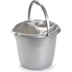 Zilver grijze dweilemmer/mopemmer 15 liter 38 x 34 cm - Emmers