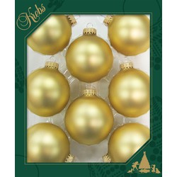 16x stuks glazen kerstballen 7 cm chiffon goud - Kerstbal