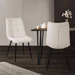 Eetkamerstoelen set van 2 beige keukenstoelen met polyester hoes en stalen poten ML design