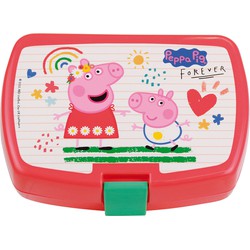 Peppa Pig broodtrommel/lunchbox voor kinderen - roze - kunststof - 17 x 12 cm - Lunchboxen