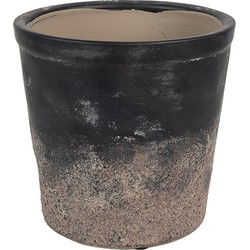Clayre & Eef Bloempot Binnen  Ø 17x16 cm Zwart Bruin Keramiek Plantenpot