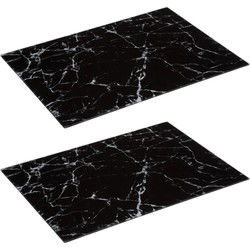 Secret de Gourmet Snijplank marmer print - 2x - glas - 40 x 30 cm - Snijplanken
