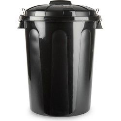 PlasticForte Afvalbak - zwart - afvalemmer met deksel - 70L - Prullenbakken