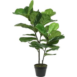 Groene vijgenboom kunstplanten 97 cm met zwarte pot - Kunstplanten