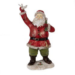 Clayre & Eef Beeld Kerstman 13x10x23 cm Rood Polyresin