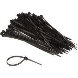 Set met nylon kabelbinders 2.5 x 100 mm zwart (100 st.)