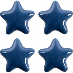 Clayre & Eef Deurknop Set van 4 Ster Ø 4 cm Blauw Keramiek Meubelknop