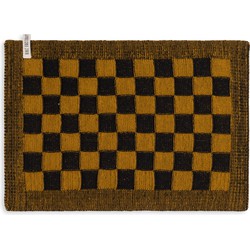 Knit Factory Gebreide Placemat - Onderlegger Block - Zwart/Oker - 50x30 cm
