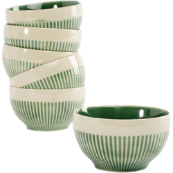 Mica Decorations Elice Schaal -  Set van 6 - Ø14 cm - Keramiek - Groen