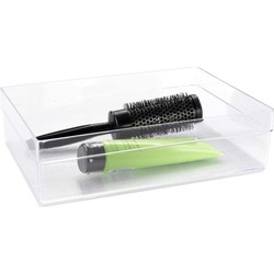 Organizer bakje - transparant - kunststof - 30 x 22 x 5 cm - Opbergbox