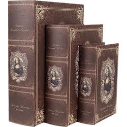Clayre & Eef Opbergdoos Set van 3 Boeken Bruin Hout