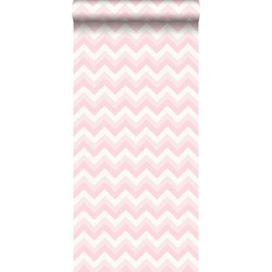 ESTAhome behang zigzag motief licht roze en wit