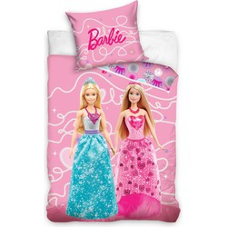 Barbie Dekbedovertrek - Eenpersoons - 140x200 cm - Kussensloop 60x70 cm - Katoen - Origineel - Roze