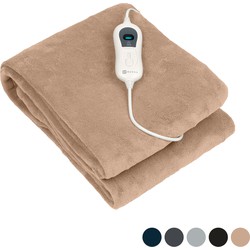 Nuvoo Elektrische Bovendeken - 160x120 cm - L - Automatische Uitschakeling - Oververhittingsbescherming - 3 Standen - 120W - Warmtedeken - Taupe/Licht Bruin