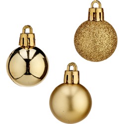 Arte R mini kerstballen - 20x stuks - goud - kunststof - 3 cm - Kerstbal