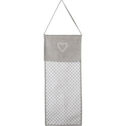 Clayre & Eef Broodzak  28x68 cm Grijs Wit Katoen Rechthoek Harten Ruiten Broodtas