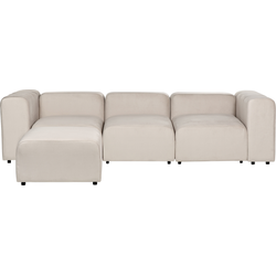 FALSTERBO - Modulaire driezitsbank met ottomaan - Beige - Fluweel