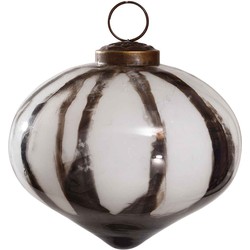 PTMD Marble Kerstbal - 10 x 10 x 10 cm - Glas - Zilver/wit