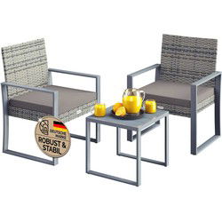 Polyrattan Balkon - Tuin zitgroep 3-delig grijs