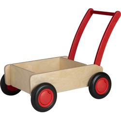 Van Dijk Toys Van Dijk Toys houten loopwagen vanaf 1 jaar - Naturel - Rood (Kinderopvang kwaliteit)