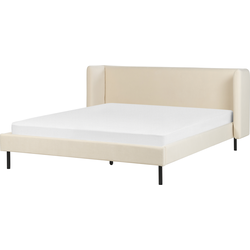 Beliani ARETTE - Tweepersoonsbed-Beige-Fluweel